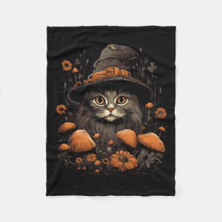 Cute Cottagecore Aesthetic Cat Mushroom Women Kids Fleece Blanket