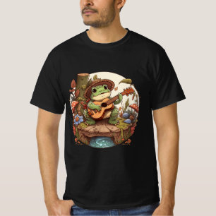 Cute Cottagecore Aesthetic Frog Playing Banjo on M T-Shirt