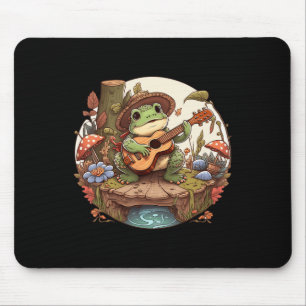 Cute Cottagecore Esthetic Frog Playing Banjo on M Mouse Pad