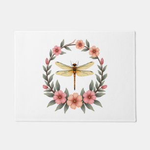 Cute Cottagecore Floral Dragonfly Aesthetic Girls  Doormat