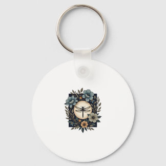 Cute Cottagecore Floral Dragonfly Aesthetic Girls Keychain