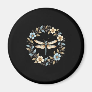 Cute Cottagecore Floral Dragonfly Aesthetic Girls Magnet