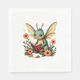 Cute Cottagecore Floral Dragonfly Aesthetic Graphi Napkins