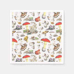 Cute Cottagecore Forest Mushroom Frog Snail Napkins