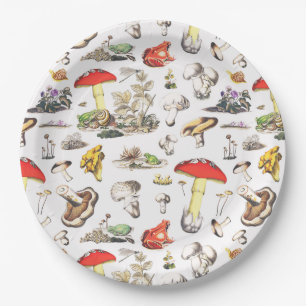 Cute Cottagecore Forest Mushroom Frog Snail Paper Plates