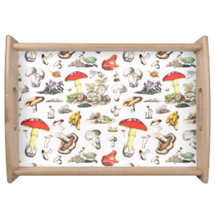 Cute Cottagecore Forest Mushroom Frog Snail Serving Tray