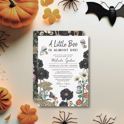 Cute Cottagecore Ghosts Fall Halloween Baby Shower Invitation