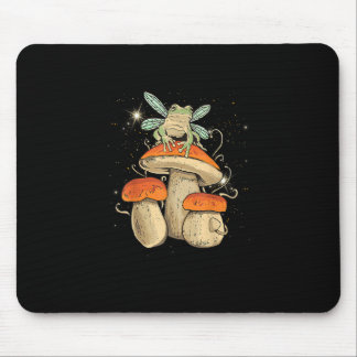 Cute Cottagecore Mushroom Frog Goblincore Style Mouse Pad