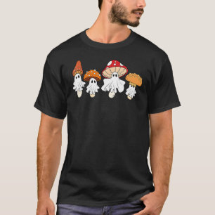 Cute Cottagecore Mushroom Ghost Fungi Wild Flower  T-Shirt
