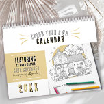Cute Cottages Any Year Color Your Own Calendar<br><div class="desc">Immerse yourself in the cottage core charm of this hand drawn color-your-own calendar, showcasing 12 cute houses full of woodland charm. Each month unveils a sweet scene featuring adorable animals and a cute, cozy cottage house. What sets this calendar apart is the opportunity to color-your-own calendar, offering a mindful coloring...</div>