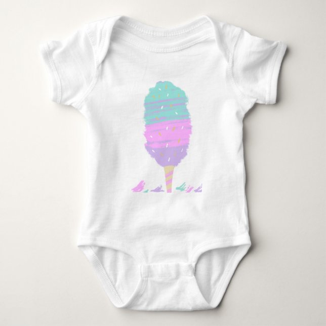 Cute Cotton Candy Pastel Hand Drawn Baby Bodysuit (Front)