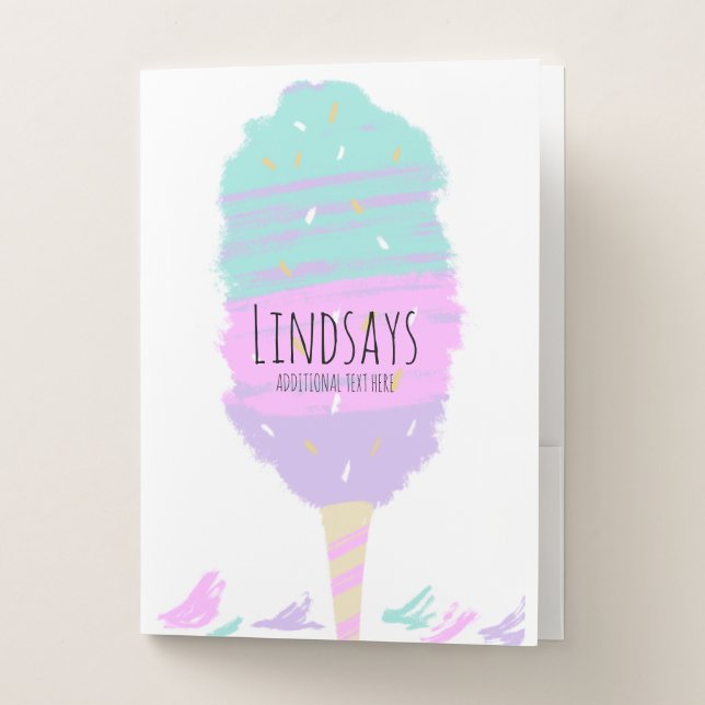 Cute Cotton Candy Rainbow Hand Drawn Pocket Folder (Front)