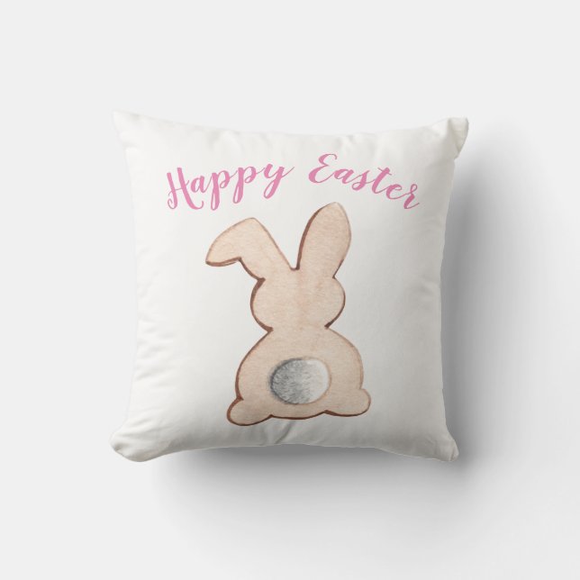 Cute Cottontail Easter Bunny Throw Pillow (Front)