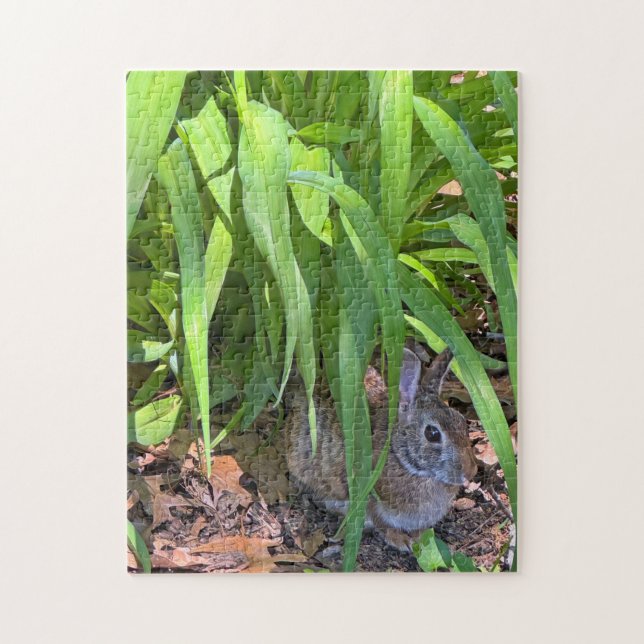 Cute Cottontail Rabbit Sitting under Tiger Lily Jigsaw Puzzle (Vertical)