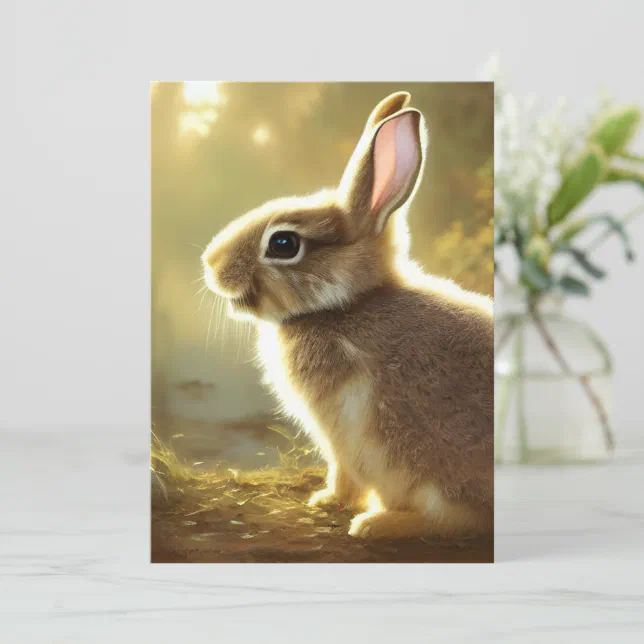 Cottontail Rabbit Card Cute Cottontail Wildlife Portrait Card | Zazzle