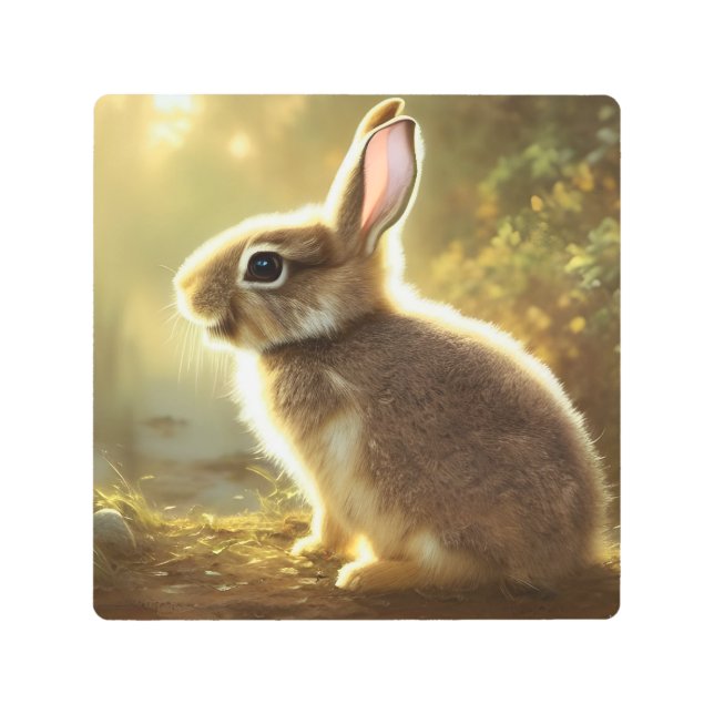 Cute Cottontail Wildlife Portrait  Metal Print (Front)