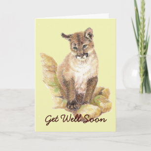 Cute Cougar Cub Get Well Soon to Customize Card