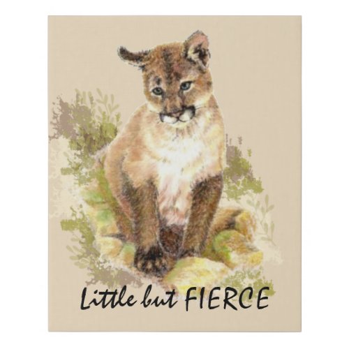Cute Cougar Mountain Lion Cat Kitten Inspirational Faux Canvas Print