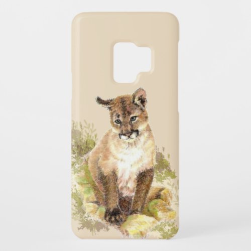 Cute Cougar Mountain Lion Cat Kitten Watercolor  Case_Mate Samsung Galaxy S9 Case