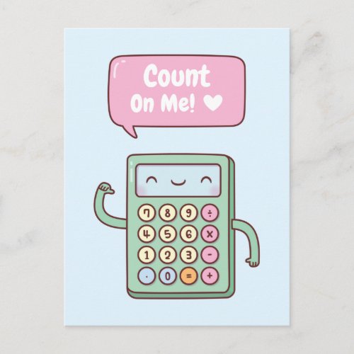 Cute Count On Me Calculator Positive Pun Doodle Postcard