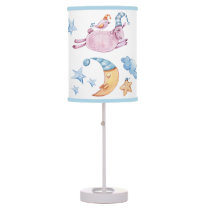 Cute Counting Sheep Sleepy Moon Baby Nursery Table Lamp