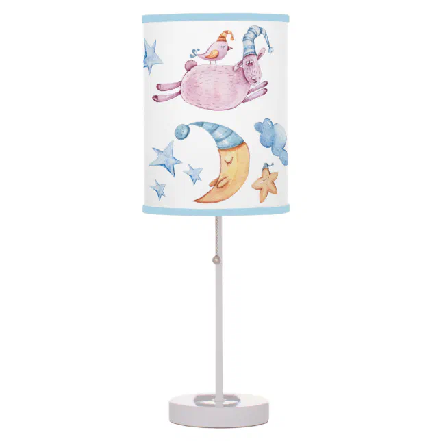Cute Counting Sheep Sleepy Moon Baby Nursery Table Lamp | Zazzle