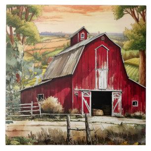 cute Country barn lovers Ceramic Tile