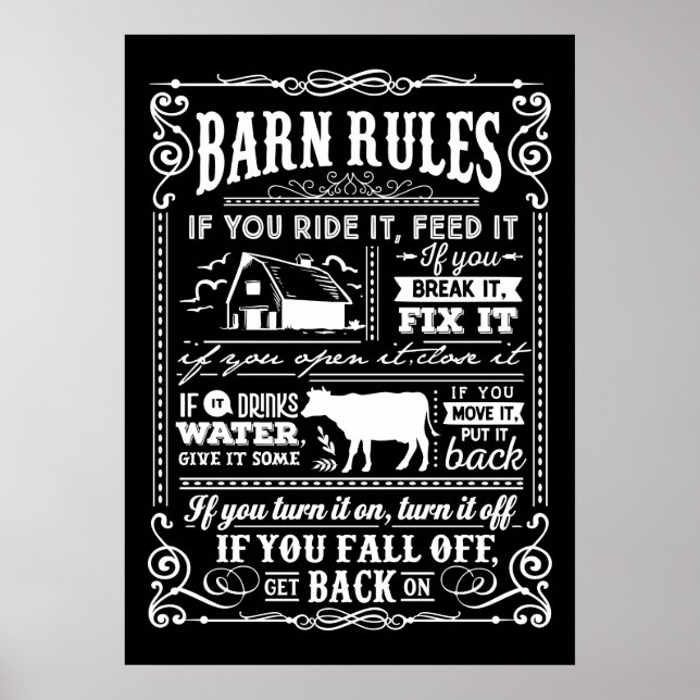 cute Country Barn rules word art Poster (Front)