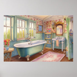 cute Country bathroom lovers Poster