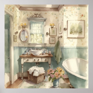 cute Country bathroom lovers Poster
