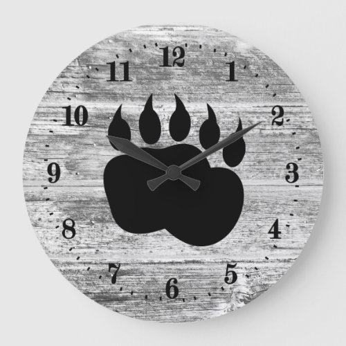 Cute Country bear paw cabin Large Clock