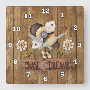 Cute Country bee farmhouse wall decor Square Wall Clock