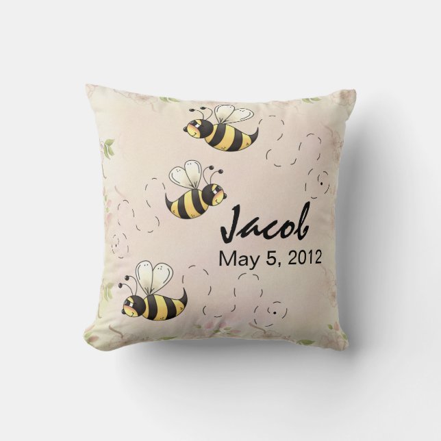 Cute Country Bees to Personalize Throw Pillow (Front)