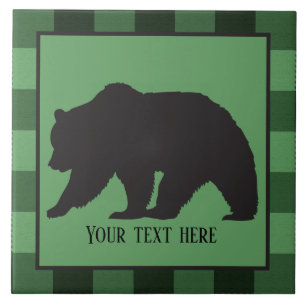 cute Country Black bear add text Ceramic Tile