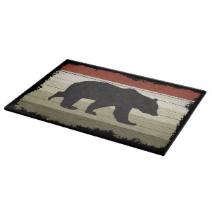 cute Country black bear kitchen cabin Cutting Board