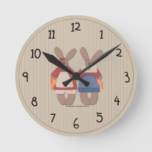 Cute Country Bunnies Wall Clock