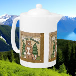 cute Country Cabin wood life word art bear Teapot<br><div class="desc">cute Country Cabin wood life word art bear teapot</div>