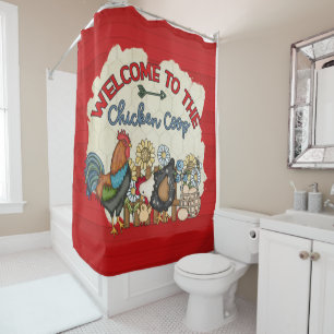 cute Country chicken coop welcome Shower Curtain