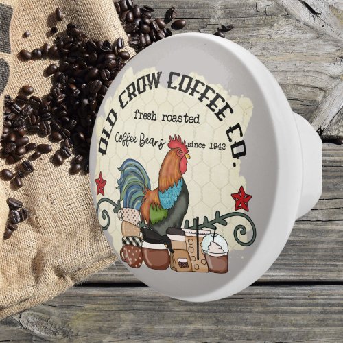 cute Country coffee bar rooster Ceramic Knob