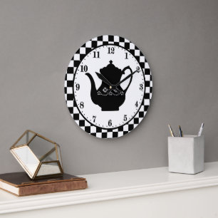 cute Country  coffee pot word art Large Clock