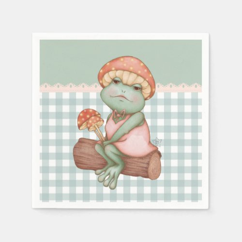 Cute Country Cottagecore Frog Napkins