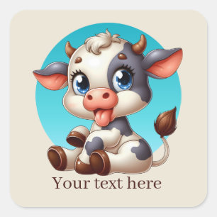 Cute Country cow add text Square Sticker