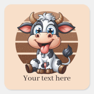 Cute Country cow add text Square Sticker