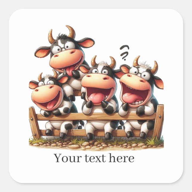 Cute Country cow customizable  Square Sticker (Front)