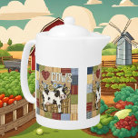 Cute Country cow lovers word art  Teapot<br><div class="desc">Cute Country cow lovers word art teapot</div>