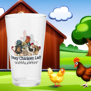 cute Country crazy chicken lady Glass