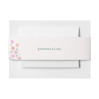 Cute Country Daisies in Pinks Wedding Invitation Belly Band