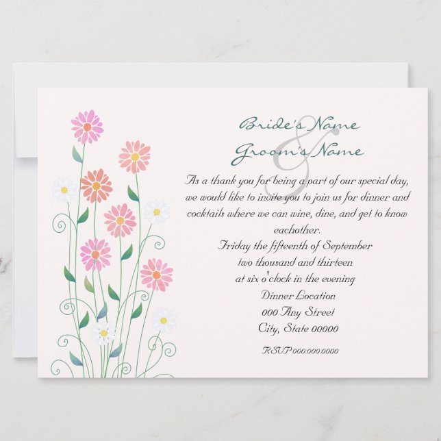 Cute Country Daisies Rehearsal Dinner Invitation (Front)