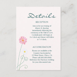 Cute Country Daisies Wedding Enclosures Enclosure Card