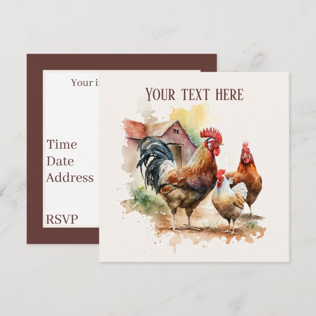 Cute Country Farm add information party Invitation (Front/Back)